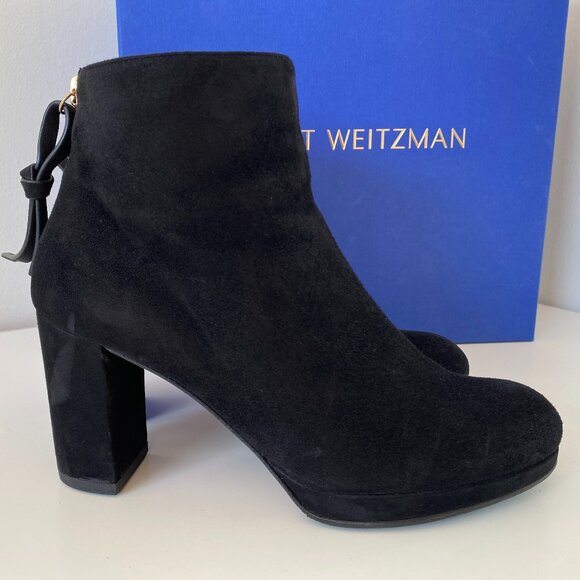 Stuart Weitzman | Martine Black Suede Booties - Size 5.5 - Made in Spain - Picture 2 of 13